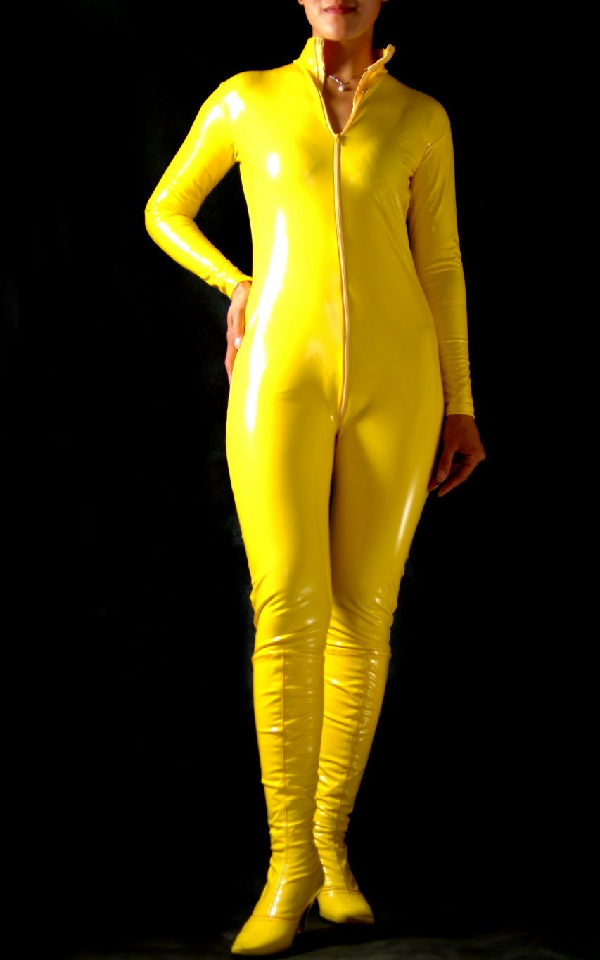 Sexy PVC Catsuit Yellow